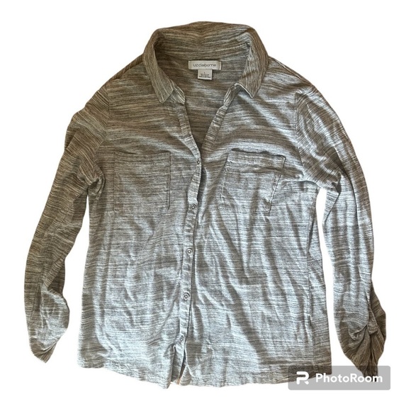 Liz Claiborne 1/2 Sleeve Cuffed Button Down Shirt w/Front Pockets - Picture 1 of 5